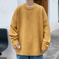 thumbnail image 3 of Suéter de cuello redondo para hombre, jersey de punto grueso de color sólido, jersey de moda coreana barato para otoño e invierno para hombre, 3 of 5