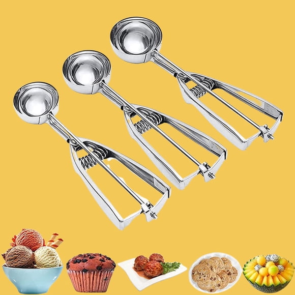 Ensemble de Vaisselle 3 Pcs Cuillère à Melon D\'eau en Acier Inoxydable Machine à Glace pour Cuisine et Salle à Manger
