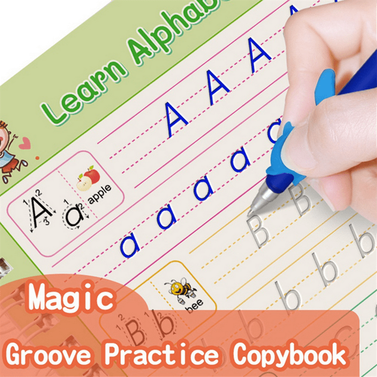 6 Pc Reusable Grooved Writing Practice Copy Books,Groovd Kids Writing,  Learning Handwriting Practice Kit for Preschool Kids Age 3-8 ​Calligraphy