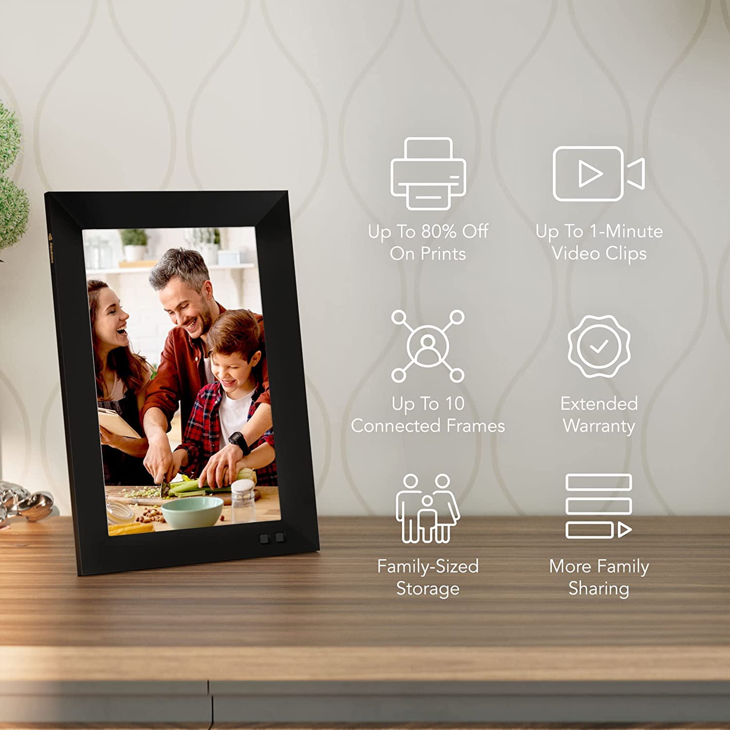 Nixplay 10.1 inch Smart Digital Photo Frame with WiFi (W10F) Black in