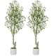 thumbnail image 1 of Double the elegance: 5ft (2pcs) de altura faux olive trees con blanca planters & green fake moss - enhance your home, oficina, sala de estar, dormitorio, stairs & foyer decor, 1 of 5
