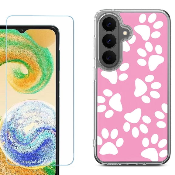 Phone Case for Samsung Galaxy A37 5G, with Screen Protector, by OneToughShield - Pet Paw/ Pink