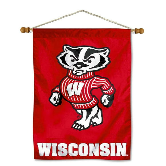 College Flags & Banners Co. Wisconsin Badgers Bucky Badger Banner with Hanging Pole
