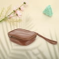 thumbnail image 3 of Unique Bargains 1 Pc Portable Square Shaped Makeup Bag for Travel Brown PU, 3 of 6