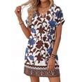 thumbnail image 2 of MOSHU Summer Dresses for women V Neck Womens Dresses Short Sleeve Casual Midi Dress with Pockets, 2 of 11