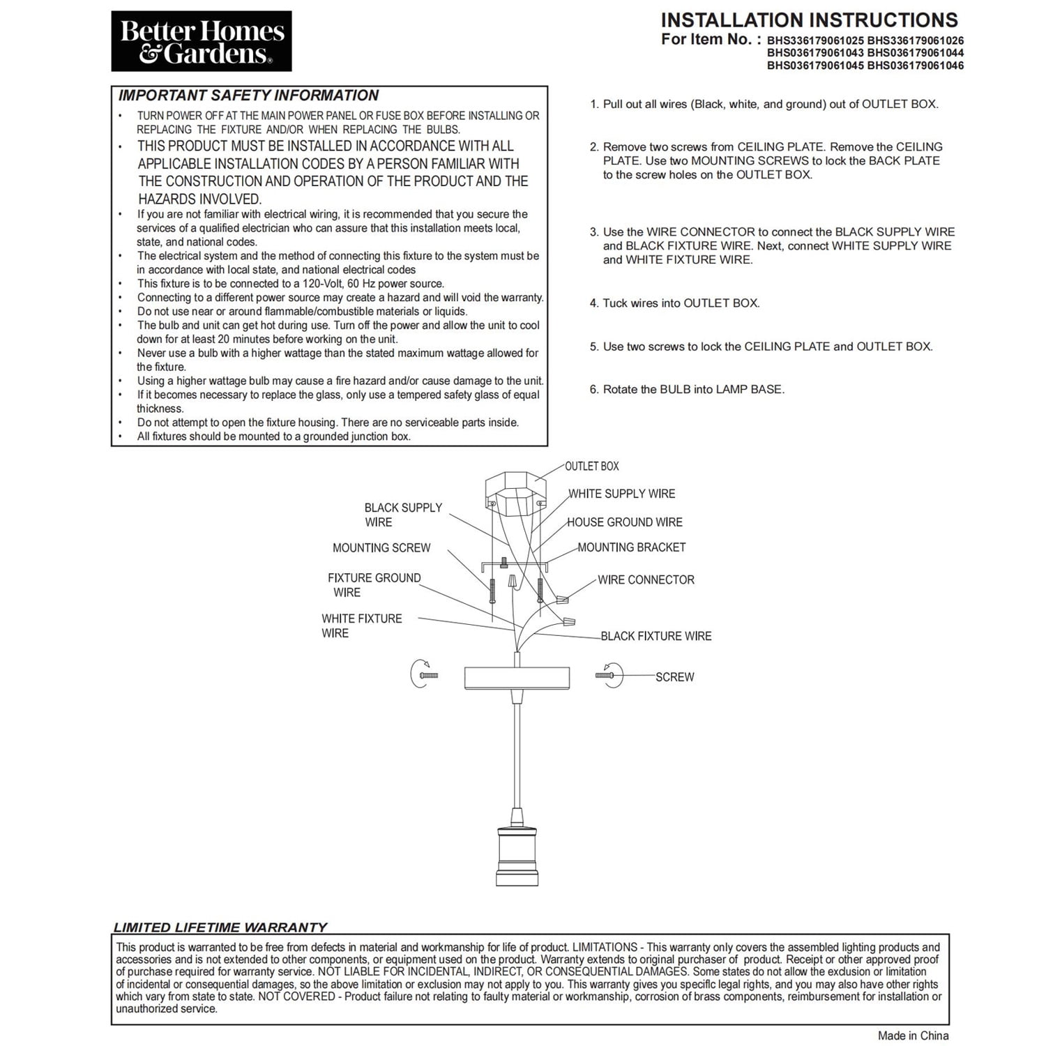 Better Homes & Gardens 57" Architectural Pendant Light, Adjustable Cord, G40 LED Decorative bulb