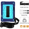 thumbnail image 5 of Dteck Case For Samsung Galaxy Tab S6 Lite 10.4 inch 2020 Model SM-P610 P615, Heavy Duty Rugged 3 Layer Full Body Protection Case Kickstand Cover with Adjustable Shoulder Strap,Navy/Blue, 5 of 7