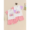 thumbnail image 3 of Suealasg Big Sister Little Sister Matching Outfits Letter Print Short Sleeve Tops and Elastic Waist Shorts 2Pcs Kids Toddler Baby Girls Summer Clothes, 3 of 9