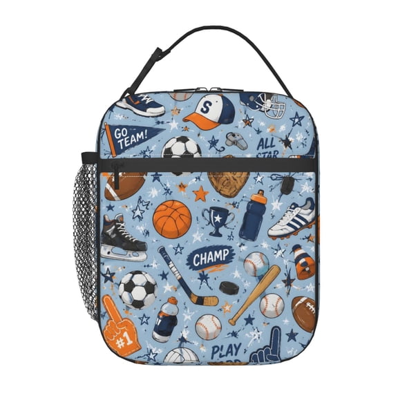 Sports Gear Baseball Soccer Football Lunch Bag Reusable Thermal Lunch Box with Handle for Women and Men