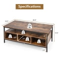 thumbnail image 3 of Costway Table Basse Industrielle avec Rangement Ouvert Cadre en Métal Table Centrale pour Salon, 3 of 10