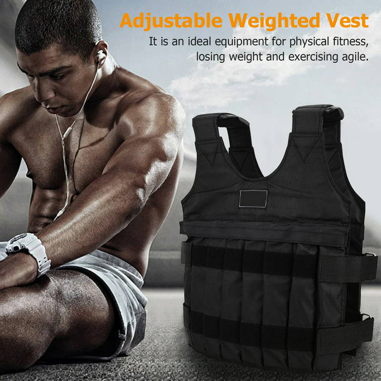 Nikou 44 lb Adjustable Weighted Vest,Breathable Workout Weighted Training  Vest for Men Women(Black) 