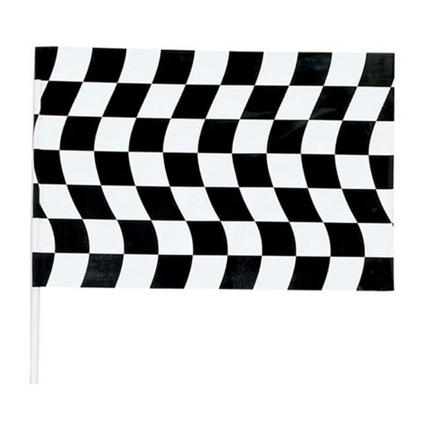 Club Pack of 12 Black and White Jumbo Checkered Party Flag Decorations