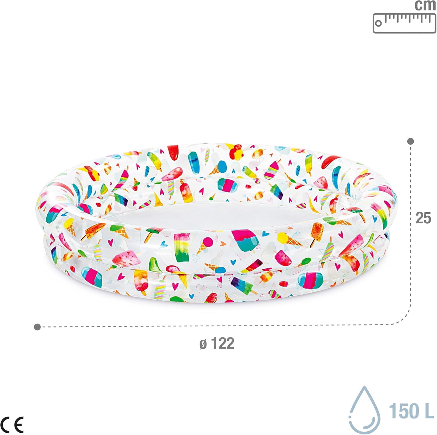 Inflatable Stars Kiddie 2 Ring Circles Swimming Pool (48" X 10") [Assorted Styles]