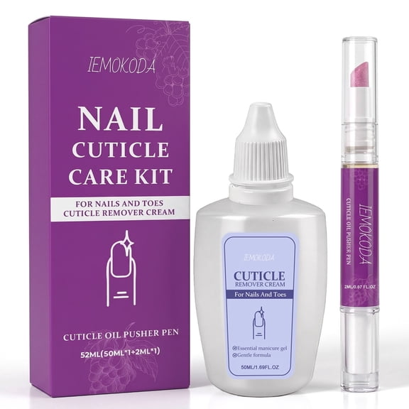 Instant Cuticle Remover Gel & Ceramic Cuticle Oil Pusher Pen, Professional Cuticle Softener, Salon Quality Manicure and Pedicure Supplies