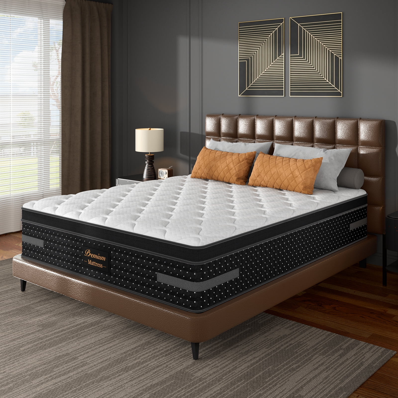14" Queen Mattress, Extra Firm Hybrid Mattress with Cooling Gel Memory Foam, Euro Top Fiberglass Free, 365-Night Trial CertiPUR-US