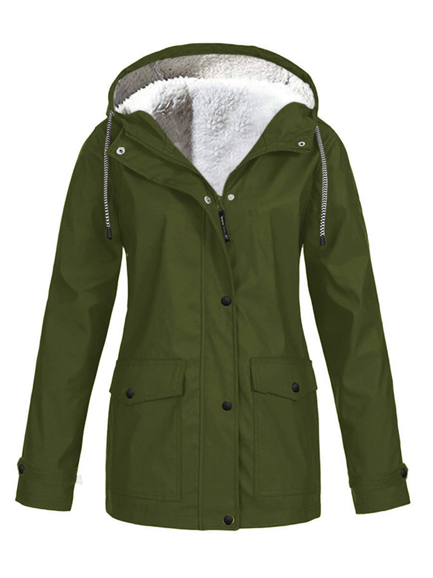 Women's Waterproof Jacket Raincoat Fleece Lined Warm Winter Coat Plus Size