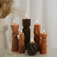 thumbnail image 5 of 6 Pcs Pillar Candles Modern Aesthetic Ribbed Decorative Candle Set Cute Soy Wax Scented Ribbed Decor for Home(Brown,3.4-9 Inch), 5 of 7