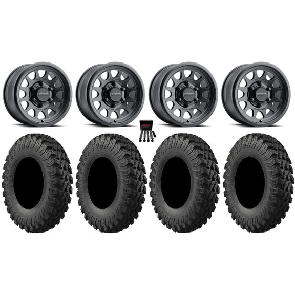 Method 414 15" Wheels Black 35" MotoRally Tires Can-Am Maverick R