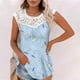 thumbnail image 2 of Camiseta sin mangas de encaje con estampado de mujer Camiseta sin mangas de empalme de cuello redondo Camiseta ligera y cómoda delgada OAVQHLG3B Store lin121212, 2 of 5