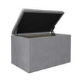 thumbnail image 3 of Home Design Arya Upholstered 30" Flip Top Storage Bench with Button Tufted Velvet Seat, Foam Padding, and Hidden Storage, Multi-Purpose Entryway or Bedroom Seating, Gray, 3 of 5