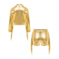 thumbnail image 4 of TSSOE Girls 90s Theme Concert Rave Disco Hip Hop Dance Outfit Cowgirl Shiny Metallic Fringe Jacket with Shorts Set Gold 12, 4 of 5