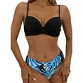 thumbnail image 3 of Women's 3 Piece Swimsuit Ladies Tropical Floral Print Push Up Bikini Set with Kimono Cardigan Cover Up, 3 of 6
