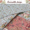 thumbnail image 4 of Cozy Line Home Fashions 100% Cotton Hand Piecing Real Patchwork Ivory Yellow Floral Reversible Coverlet Bedspread Quilt Bedding Set For All Seasons (Coral Teal Queen - 3 Piece), 4 of 4
