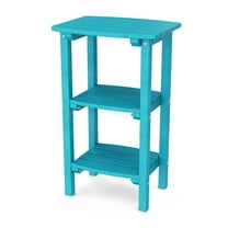 Wildridge Classic 3-Shelf Side Table, Aruba Blue - Outdoor Weather Resistant Recycled Plastic Furniture for Patio
