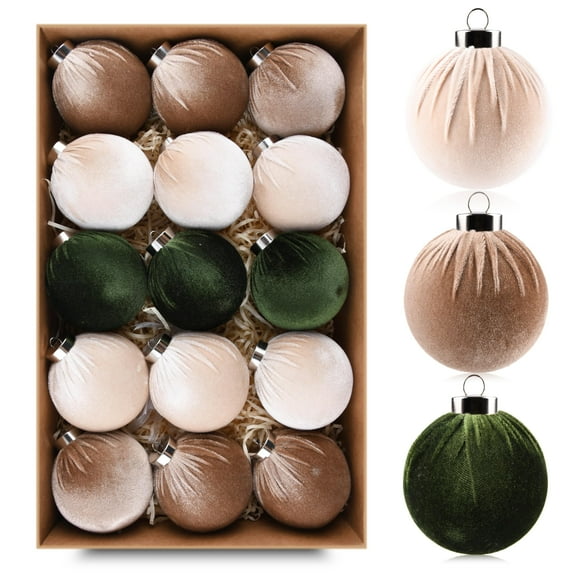 Adornos para árbol de Navidad, bolas de terciopelo VTYEPOU, 80 mm, 15 unidades