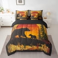 thumbnail image 2 of Manfei Bear Slihouette 7-Piece Twin Bedding Sets,Jungle Animal Bedding Comforter Set,Orange Sunset Sheet Sets For Boys Girls,Luxury Bedroom Decor Reversible, 2 of 8