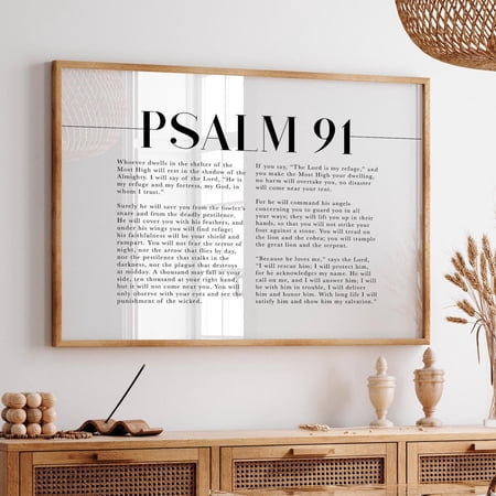 Psalm 91 Christian Scripture Faith Art Poster, Unframed Paper Poster 8x10in