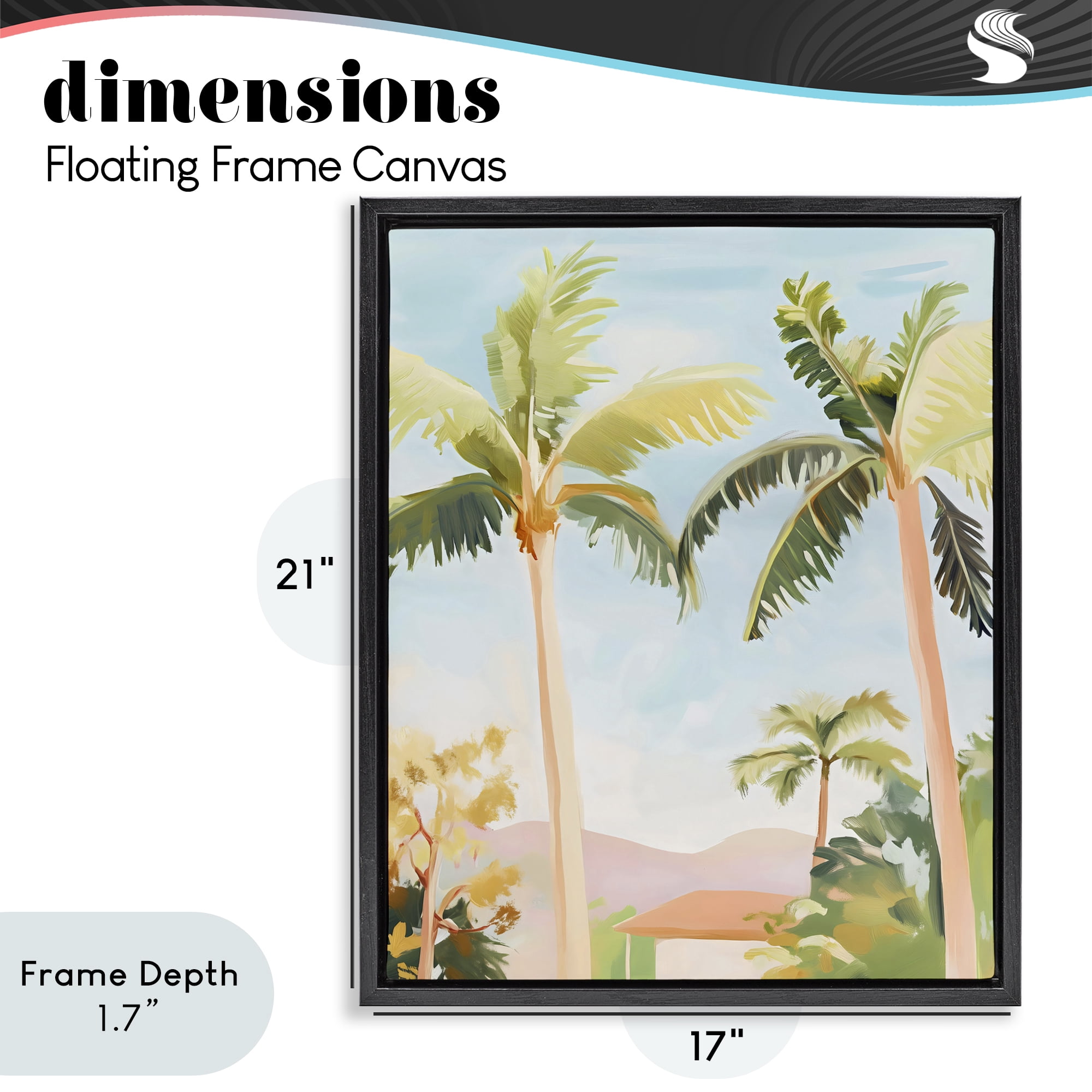 Stupell Industries Rising Above Tropical Palms Black Framed Floater Canvas Wall Art, design by The Prints Vibe