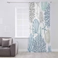 thumbnail image 3 of Blue Teal Coastal Semi Sheer Curtains Drapes for Living Room, Bedroom, French Doors Window 72 Inches Long, Summer Beach Coral Shell Starfish Rod Pocket Chiffon Curtain Drapery Voile Draperies Panel, 3 of 6