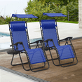 thumbnail image 3 of Magshion Folding Patio Chair, Zero Gravity Outdoor Lounge Chair with Canopy Shade and Cup Holder, Adjustable Reclining Chair with Pillow for Beach, Patio, Pool, Yard, Blue, 3 of 11