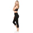 thumbnail image 2 of YELETE Women's Active Jersey Mesh Panel Capri Leggings with Back Zipper Pocket, Black S, 2 of 4