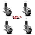 thumbnail image 2 of 3 Inch Black Poly Swivel 1-5/8 Inch Expanding Stem Caster Set with Brake SCC, 2 of 2