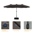 thumbnail image 6 of Mondawe 15ft Patio Umbrella Rectangular Outdoor Market Umbrella with Base and LED Lights Coffee, 6 of 7