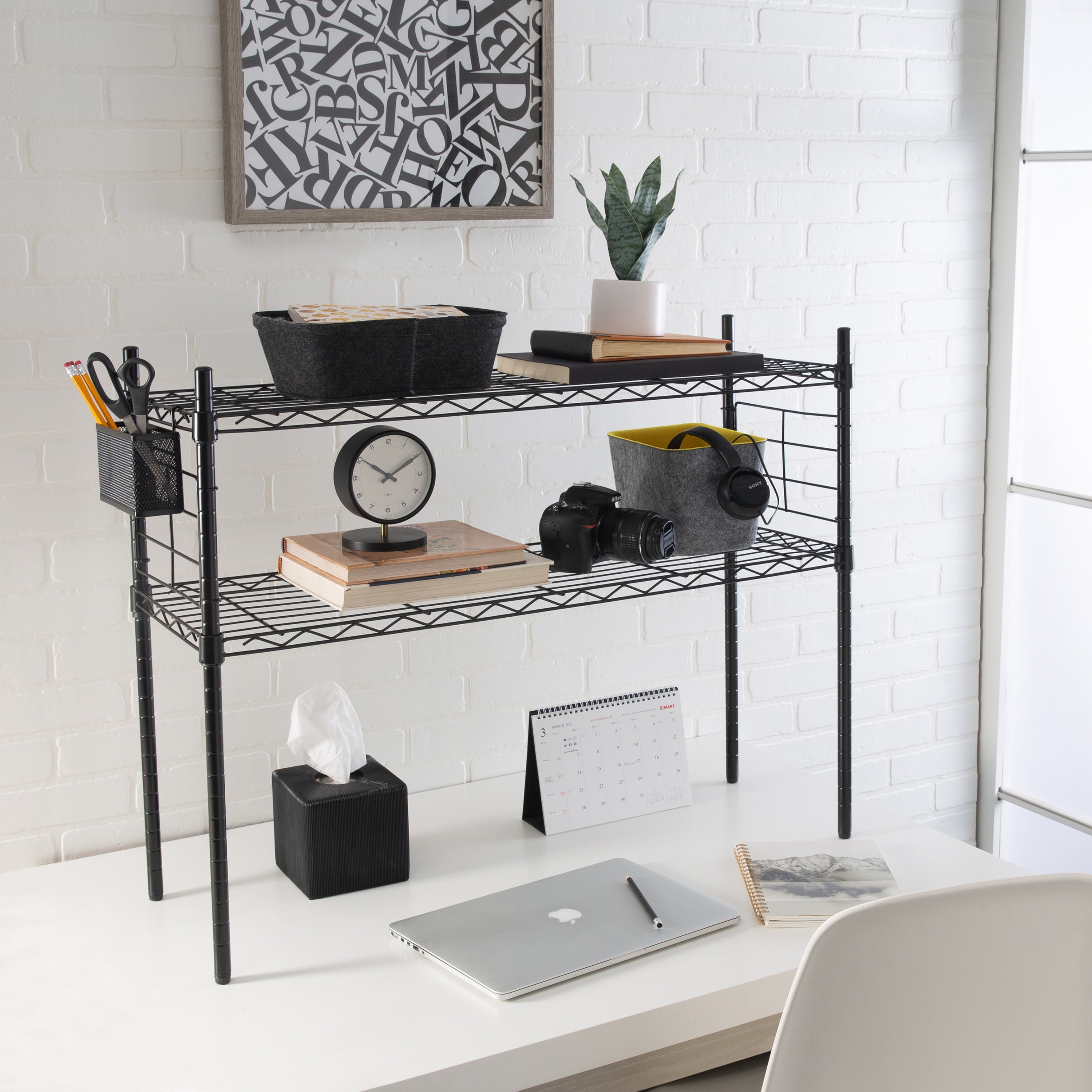 Organize It All Steel Etagere Adjustable Storage Shelves in Black
