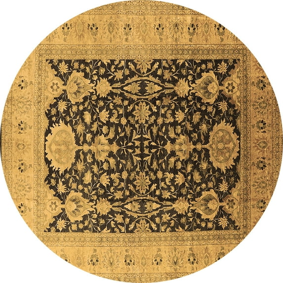 Ahgly Company Indoor Round Oriental Brown Traditional Area Rugs, 6' Round