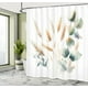 thumbnail image 2 of Cortina de ducha bohemia, diseño moderno y sencillo con estampado de acuarela de trigo y eucalipto sobre un reverso liso, juego de decoración de baño de tela con ganchos, 72" de ancho x 72" de largo,, 2 of 4