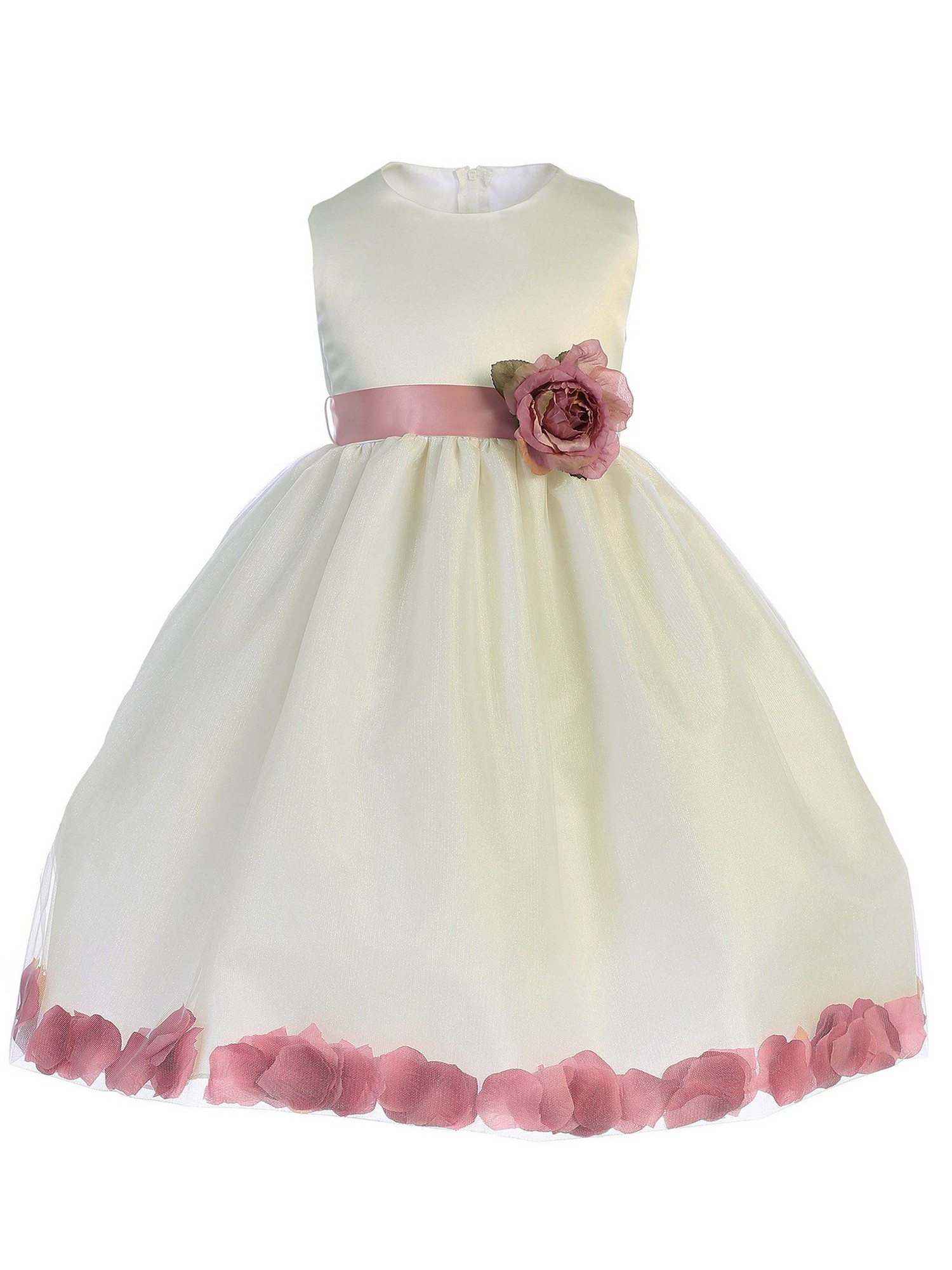 Crayon Kids Crayon Kids Little Girls Ivory Dusty Rose Petals Flower