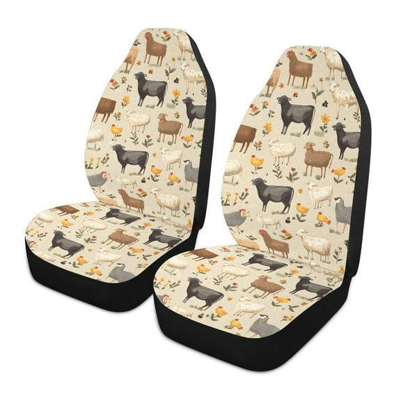 ALAZA Farm Animals Sheeps Car Seat Covers 2 PCs Universal Auto Front Seats Interior Protector