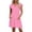 Pink, variant on TEAJOPSUU Women's Casual A-Line Dresses with Pockets Cap Sleeve V Neck Mini Tshirt Dresses Flowy Sundress Red