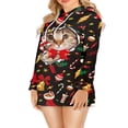 thumbnail image 3 of Robe de Noël à Capuche pour Femmes Impression 3D Chat Manches Longues une-Pièce, 3 of 6