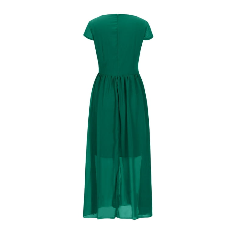 Summer Xqxayjr Homecoming Dresses for Womens Summer Under $5 Plus Size Wrap  V-Neck Short Sleeve Pleated Long A-Line Flowy Maxi Dress Cute Spring  Western Dress Birthday Gift - Walmart.com