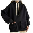 thumbnail image 1 of Yuyuzo Oversized Hoodies Womens Long Sleeve Drawstring Solid Color Juniors Fall Cute Outwear Tops, 1 of 7