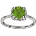 thumbnail image 3 of Sterling Silver Halo-Style Peridot & .01 ct tw Diamond Ring - Size 7, 3 of 4
