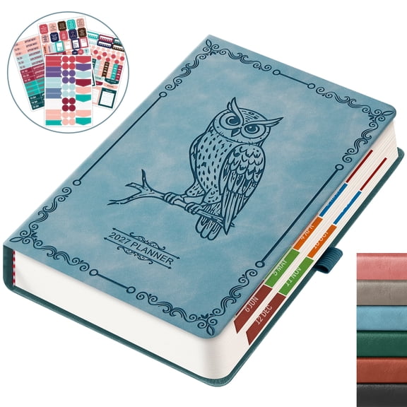 ROBCURSE 2027 Daily and Monthly Planner/Calendar, January 2027 - December 2027, with Hourly Schedules, Monthly Tabs, 4 Planning Stickers, 5.6" X 8.3", Hardcover Appointment Book for School Office