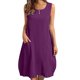 thumbnail image 2 of mfyjkho Vestidos de fiesta para mujer, Vestido de lino y manga corta liso con escote en V holgado para mujer Vestidos largos para mujer xl, 2 of 7
