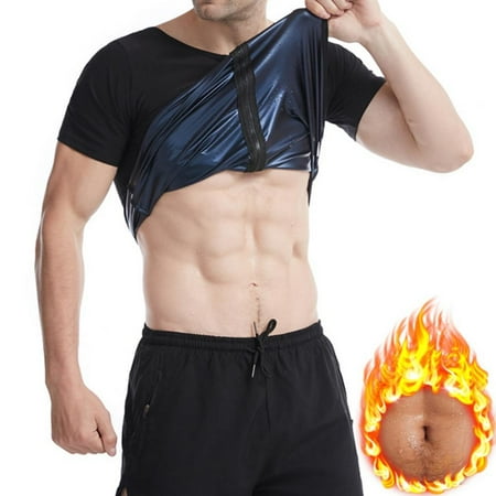

Mens Sweat Sauna Shirt Workout Training Body Shaper Waist Trainer Zipper Vest for Weight Loss